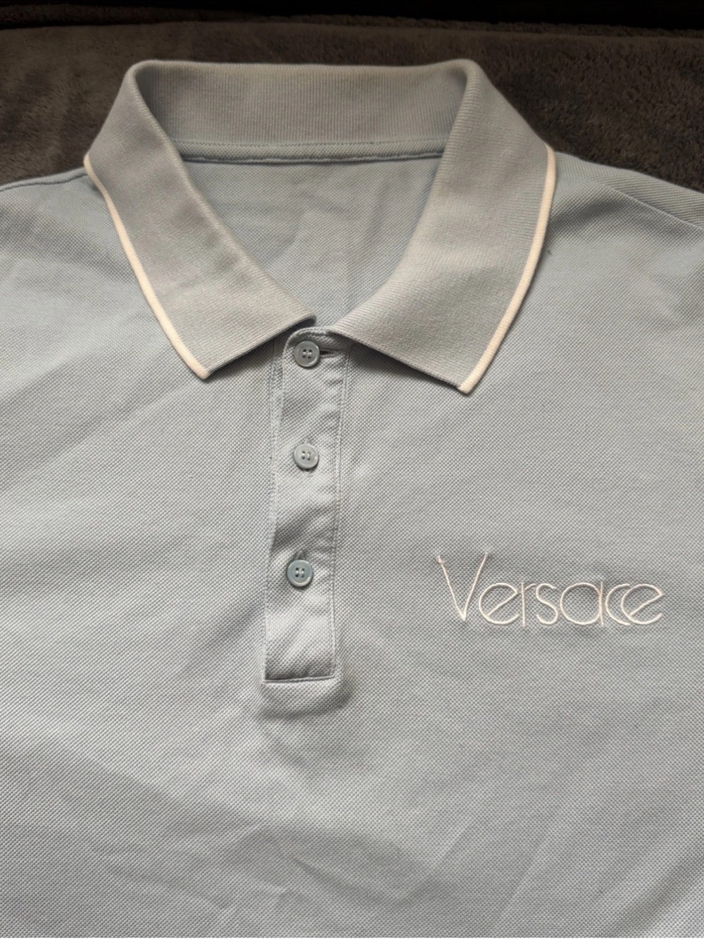 Versace Light Blue 1978 Re-Edition Logo Polo Shirt 3XL Mens Embroidered EUC